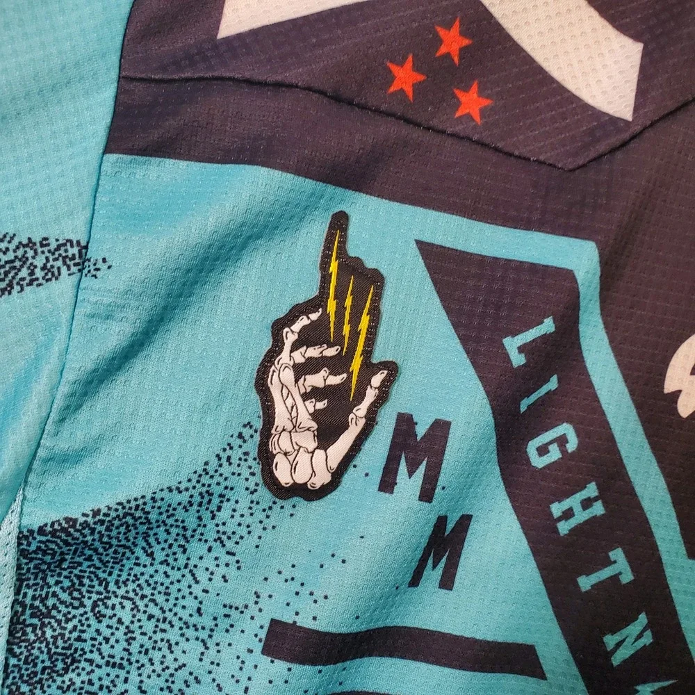Fox Racing 180 Vicious Motocross Jersey Mens Large Blue Red Graphic Long Sleeve - Picture 9 of 10